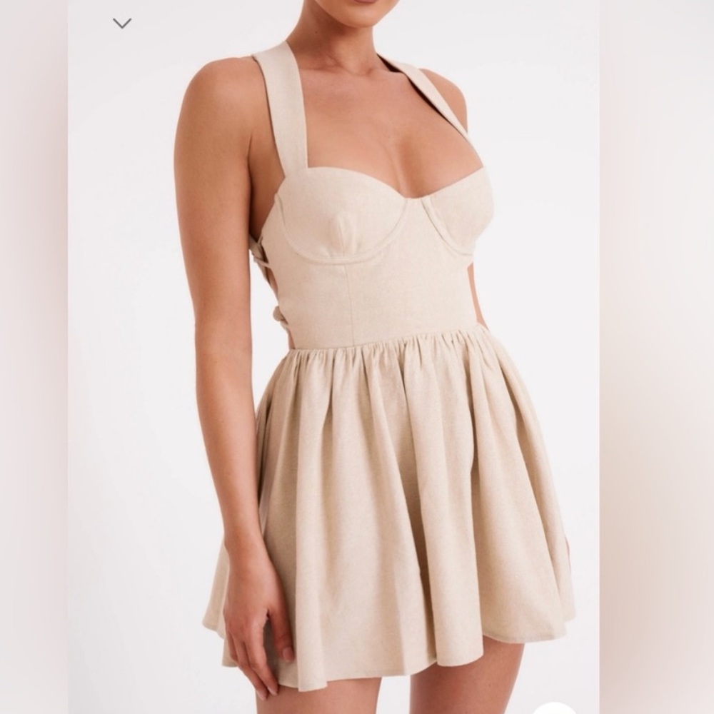 Meshki stunning linen dress with sexy back detail